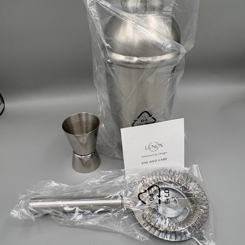 Lenox Tuscany Classics Collection Stainless Steel Cocktail Shaker Set New - Picture 7 of 15